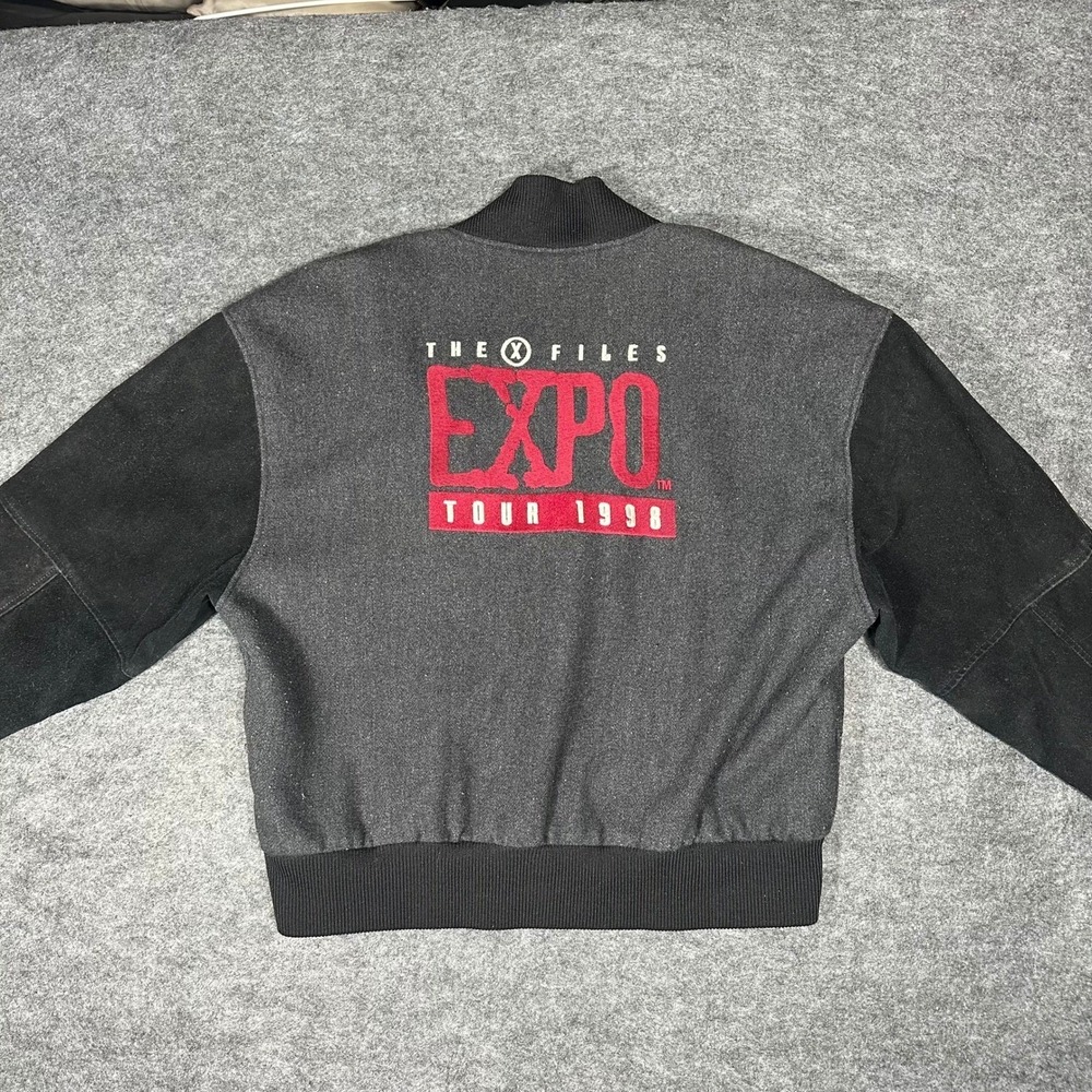 Vtg 1998 THE X-FILES Expo Tour Jacket XL Bomber Varsity Style Sci-Fi Promo‎